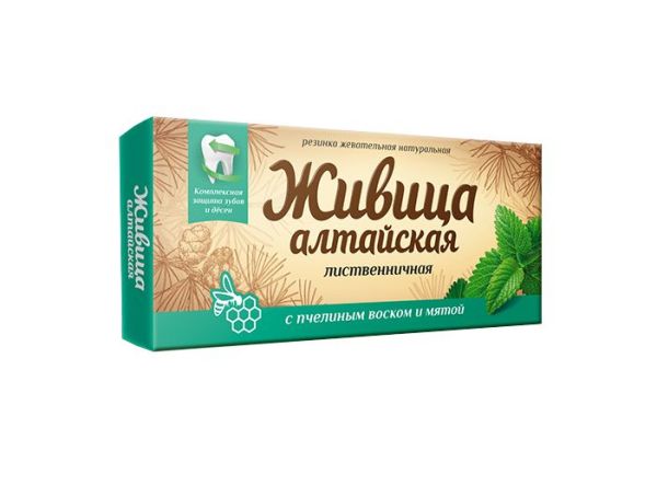 Смолка жевательная Живица Алтайская с пчелиным воском и мятой Алтайский Нектар 4шт фотография